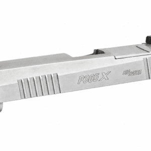Stainless SIG Sauer P365X complete slide isolated on a white background