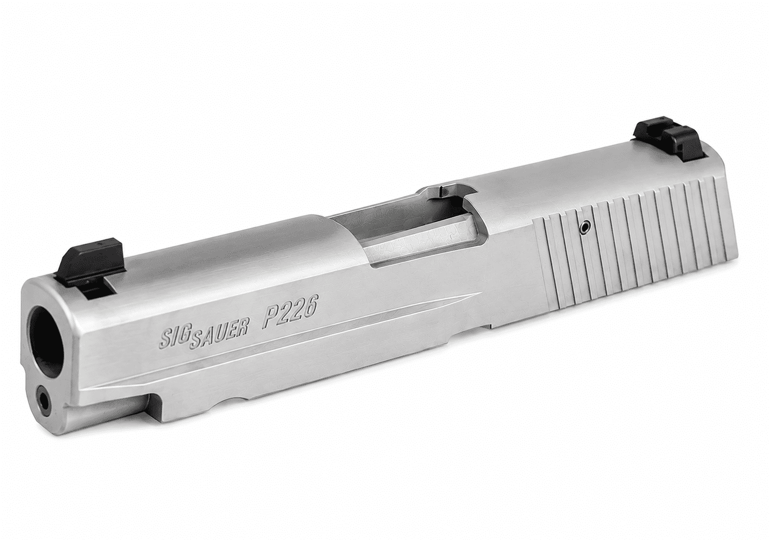 Stainless Sig Sauer P226 Slide on White Background