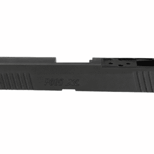 Matte black SIG P365 XL optic-ready pistol slide isolated on white background